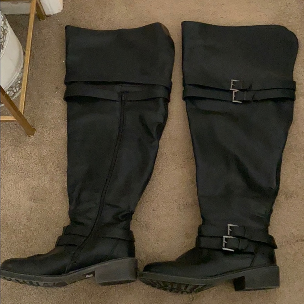 Torrid black over the knee wide calf boots
